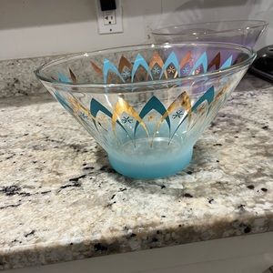 Vintage Anchor Hocking - Blendo Happy Hour Atomic Boomerang Chip Bowl Turquoise